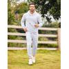image:imageCOOFANDY Mens Tracksuit 2 Piece Hoodie Sweatsuit Sets Casual Athletic Jogging Suits Waffle Plaid Jacquard OutfitsWhite