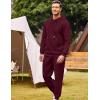 image:imageCOOFANDY Mens Tracksuit 2 Piece Hoodie Sweatsuit Sets Casual Athletic Jogging Suits Waffle Plaid Jacquard OutfitsWine Red