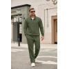 image:imageCOOFANDY Mens Tracksuit 2 Piece Set Geometric Texture Quarter Zip Pullover Sweatshirt Athletic Running SweatsuitsArmy Green