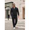 image:imageCOOFANDY Mens Tracksuit 2 Piece Set Geometric Texture Quarter Zip Pullover Sweatshirt Athletic Running SweatsuitsBlack