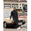 image:imageCOOFANDY Mens Tracksuit 2 Piece Set Geometric Texture Quarter Zip Pullover Sweatshirt Athletic Running SweatsuitsBlack