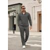 image:imageCOOFANDY Mens Tracksuit 2 Piece Set Geometric Texture Quarter Zip Pullover Sweatshirt Athletic Running SweatsuitsDark Grey