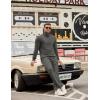 image:imageCOOFANDY Mens Tracksuit 2 Piece Set Geometric Texture Quarter Zip Pullover Sweatshirt Athletic Running SweatsuitsDark Grey