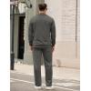 image:imageCOOFANDY Mens Tracksuit 2 Piece Set Geometric Texture Quarter Zip Pullover Sweatshirt Athletic Running SweatsuitsDark Grey