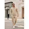 image:imageCOOFANDY Mens Tracksuit 2 Piece Set Geometric Texture Quarter Zip Pullover Sweatshirt Athletic Running SweatsuitsKhaki