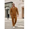 image:imageCOOFANDY Mens Tracksuit 2 Piece Set Geometric Texture Quarter Zip Pullover Sweatshirt Athletic Running SweatsuitsLight Brown