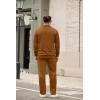 image:imageCOOFANDY Mens Tracksuit 2 Piece Set Geometric Texture Quarter Zip Pullover Sweatshirt Athletic Running SweatsuitsLight Brown