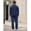 image:imageCOOFANDY Mens Tracksuit 2 Piece Set Geometric Texture Quarter Zip Pullover Sweatshirt Athletic Running SweatsuitsNavy