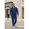 image:imageCOOFANDY Mens Tracksuit 2 Piece Set Geometric Texture Quarter Zip Pullover Sweatshirt Athletic Running SweatsuitsNavy