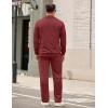 image:imageCOOFANDY Mens Tracksuit 2 Piece Set Geometric Texture Quarter Zip Pullover Sweatshirt Athletic Running SweatsuitsWine Red