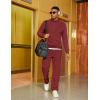 image:imageCOOFANDY Mens Tracksuit 2 Piece Set Geometric Texture Quarter Zip Pullover Sweatshirt Athletic Running SweatsuitsWine Red