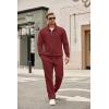 image:imageCOOFANDY Mens Tracksuit 2 Piece Set Geometric Texture Quarter Zip Pullover Sweatshirt Athletic Running SweatsuitsWine Red