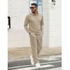 image:imageCOOFANDY Mens Tracksuits 2 Piece Casual Athletic Sweatsuit Quarter Zip Pullover Long Sleeve Running Sport OutfitsLight Khaki