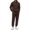 image:imageCOOFANDY Mens Tracksuit 2 Piece Hoodie Sweatsuit Sets Casual Athletic Jogging Suits Waffle Plaid Jacquard OutfitsBrown