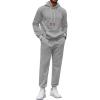 image:imageCOOFANDY Mens Tracksuit 2 Piece Hoodie Sweatsuit Sets Casual Athletic Jogging Suits Waffle Plaid Jacquard OutfitsLight Grey