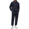 image:imageCOOFANDY Mens Tracksuit 2 Piece Hoodie Sweatsuit Sets Casual Athletic Jogging Suits Waffle Plaid Jacquard OutfitsNavy Blue