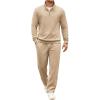 image:imageCOOFANDY Mens Tracksuit 2 Piece Set Geometric Texture Quarter Zip Pullover Sweatshirt Athletic Running SweatsuitsKhaki
