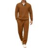 image:imageCOOFANDY Mens Tracksuit 2 Piece Set Geometric Texture Quarter Zip Pullover Sweatshirt Athletic Running SweatsuitsLight Brown