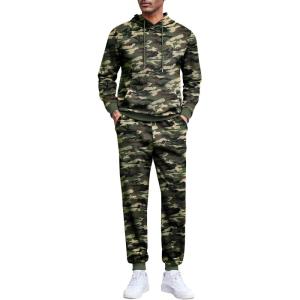 image:imageCOOFANDY Mens Tracksuits 2 Pieces Waffle Hoodies Sweatsuit Sets Sports Jogging Suit SetArmy Green Camo