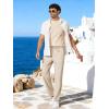 image:imageCOOFANDY Mens Cotton Linen Pants Loose Fit Casual Drawstring Dress Pants Beach Summer Lightweight TrousersBeige