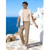 image:imageCOOFANDY Mens Cotton Linen Pants Loose Fit Casual Drawstring Dress Pants Beach Summer Lightweight TrousersDark Khaki