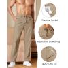 image:imageCOOFANDY Mens Cotton Linen Pants Loose Fit Casual Drawstring Dress Pants Beach Summer Lightweight TrousersDark Khaki