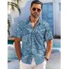 image:imageCOOFANDY Mens Hawaiian Shirt Short Sleeve Floral Button Down Shirts Tropical Holiday Beach ShirtsBlue White Leaves