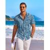 image:imageCOOFANDY Mens Hawaiian Shirt Short Sleeve Floral Button Down Shirts Tropical Holiday Beach ShirtsBlue White Leaves