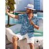image:imageCOOFANDY Mens Hawaiian Shirt Short Sleeve Floral Button Down Shirts Tropical Holiday Beach ShirtsBlue White Leaves