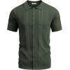 image:imageCOOFANDY Mens Knit Shirts Short Sleeve Button Down Polo Shirt Fashion Casual Summer Beach ShirtsArmy Green