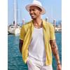 image:imageCOOFANDY Mens Knit Shirts Short Sleeve Button Down Polo Shirt Fashion Casual Summer Beach ShirtsClassic Yellow  White