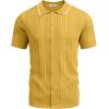 image:imageCOOFANDY Mens Knit Shirts Short Sleeve Button Down Polo Shirt Fashion Casual Summer Beach ShirtsClassic Yellow  White