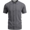 image:imageCOOFANDY Mens Knit Shirts Short Sleeve Button Down Polo Shirt Fashion Casual Summer Beach ShirtsDark Grey