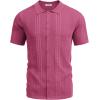 image:imageCOOFANDY Mens Knit Shirts Short Sleeve Button Down Polo Shirt Fashion Casual Summer Beach ShirtsMagenta