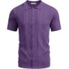 image:imageCOOFANDY Mens Knit Shirts Short Sleeve Button Down Polo Shirt Fashion Casual Summer Beach ShirtsPurple