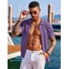 image:imageCOOFANDY Mens Knit Shirts Short Sleeve Button Down Polo Shirt Fashion Casual Summer Beach ShirtsPurple
