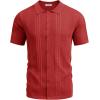 image:imageCOOFANDY Mens Knit Shirts Short Sleeve Button Down Polo Shirt Fashion Casual Summer Beach ShirtsRed