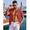 image:imageCOOFANDY Mens Knit Shirts Short Sleeve Button Down Polo Shirt Fashion Casual Summer Beach ShirtsRed