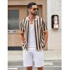 image:imageCOOFANDY Mens Knit Shirts Short Sleeve Button Down Polo Shirt Striped Casual Summer Beach ShirtsApricot  Black