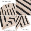 image:imageCOOFANDY Mens Knit Shirts Short Sleeve Button Down Polo Shirt Striped Casual Summer Beach ShirtsApricot  Black