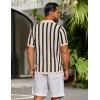 image:imageCOOFANDY Mens Knit Shirts Short Sleeve Button Down Polo Shirt Striped Casual Summer Beach ShirtsApricot  Black