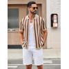 image:imageCOOFANDY Mens Knit Shirts Short Sleeve Button Down Polo Shirt Striped Casual Summer Beach ShirtsApricot  Caramel
