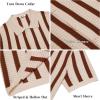 image:imageCOOFANDY Mens Knit Shirts Short Sleeve Button Down Polo Shirt Striped Casual Summer Beach ShirtsApricot  Caramel