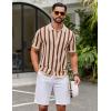 image:imageCOOFANDY Mens Knit Shirts Short Sleeve Button Down Polo Shirt Striped Casual Summer Beach ShirtsApricot  Caramel