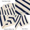 image:imageCOOFANDY Mens Knit Shirts Short Sleeve Button Down Polo Shirt Striped Casual Summer Beach ShirtsBeige  Navy Blue