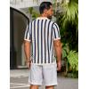 image:imageCOOFANDY Mens Knit Shirts Short Sleeve Button Down Polo Shirt Striped Casual Summer Beach ShirtsBeige  Navy Blue
