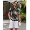 image:imageCOOFANDY Mens Knit Shirts Short Sleeve Button Down Polo Shirt Striped Casual Summer Beach ShirtsBlack  Beige