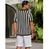 image:imageCOOFANDY Mens Knit Shirts Short Sleeve Button Down Polo Shirt Striped Casual Summer Beach ShirtsBlack  Beige