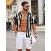 image:imageCOOFANDY Mens Knit Shirts Short Sleeve Button Down Polo Shirt Striped Casual Summer Beach ShirtsBlack  Beige