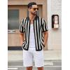 image:imageCOOFANDY Mens Knit Shirts Short Sleeve Button Down Polo Shirt Striped Casual Summer Beach ShirtsBlack  Beige
